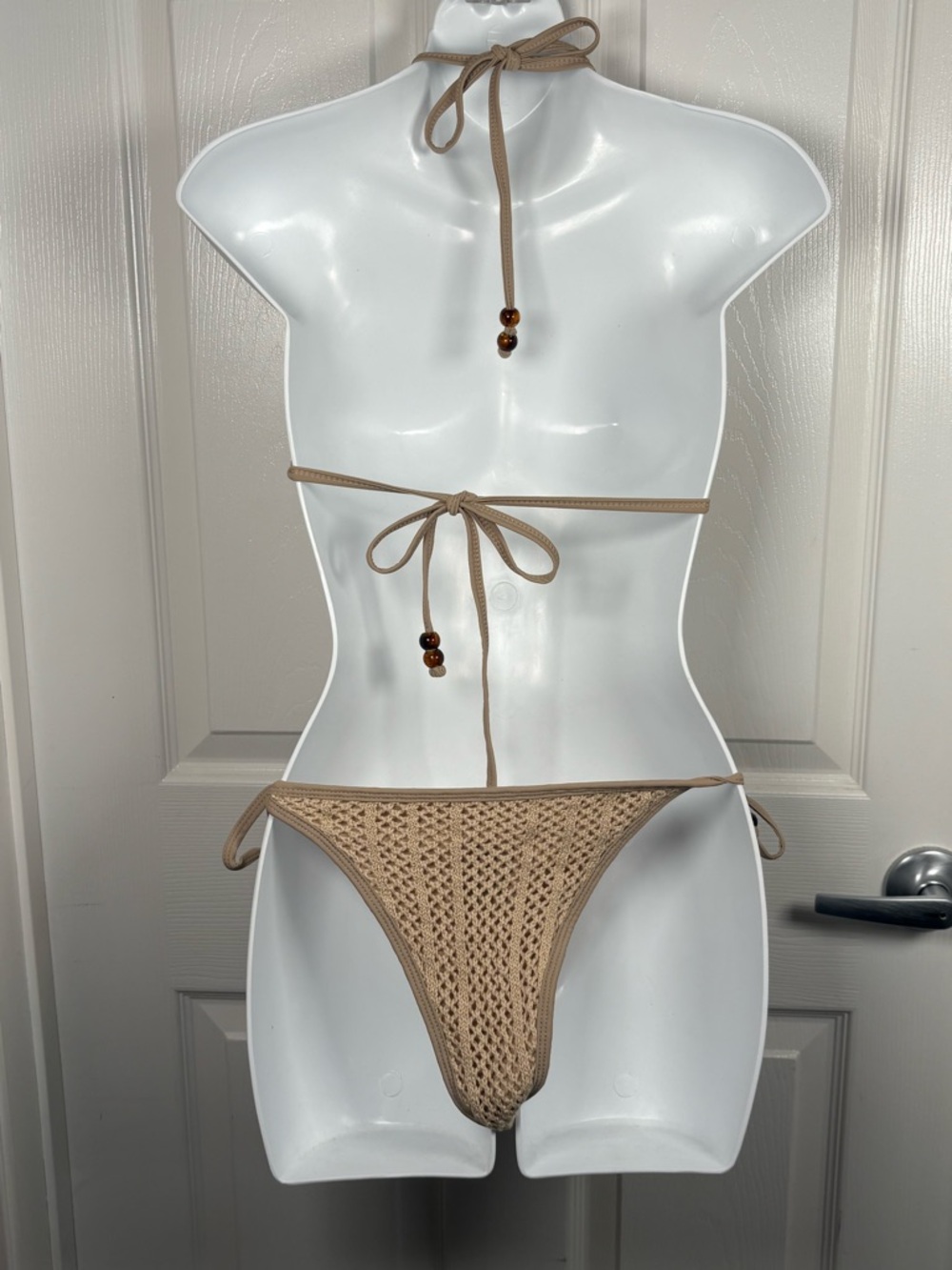 FREE PEOPLE VDM THE LABEL Delilah Crochet Bikini in Mushroom color NWT B1 - Picture 4 of 16